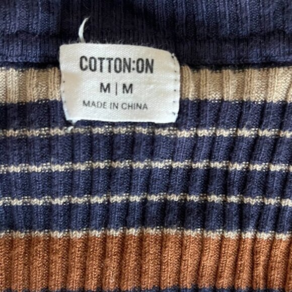 COTTON ON Orange Blue Striped Sleeveless Turtleneck Knit Sweater Top Size Medium - Picture 11 of 13